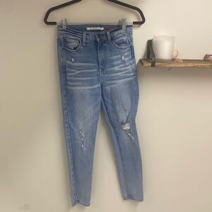 Celebrity Pink The Spice Light Blue Distressed Ripped Skinny Jeans Size 5/27